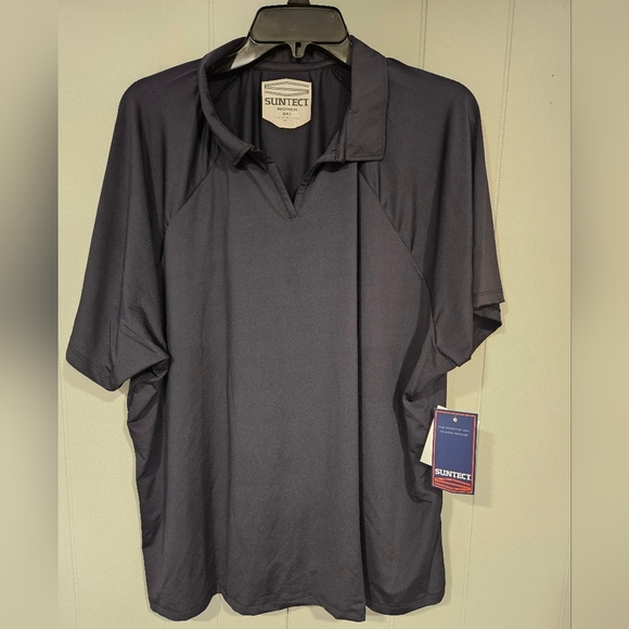 SUNTECT SPF 50+ Women's Resort Polo 4XL NWT Black - Picture 1 of 8